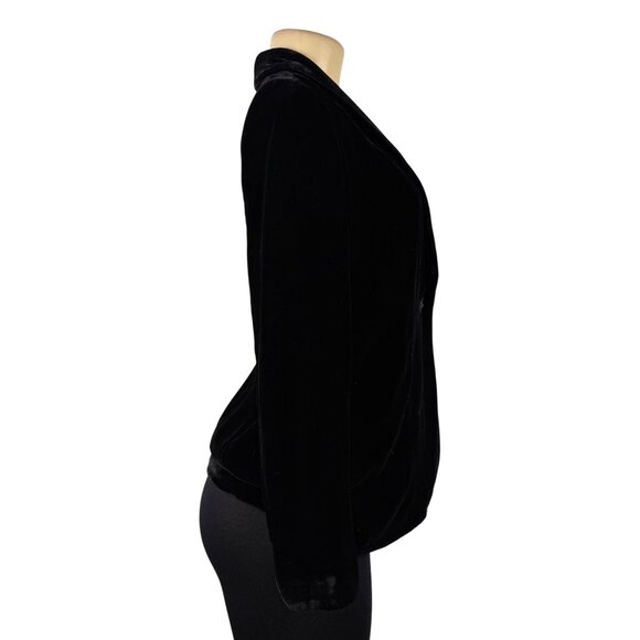 J Jill Womens Black Blend Velvet Blazer  Lined Single Button Sz XS Petite - Picture 4 of 11